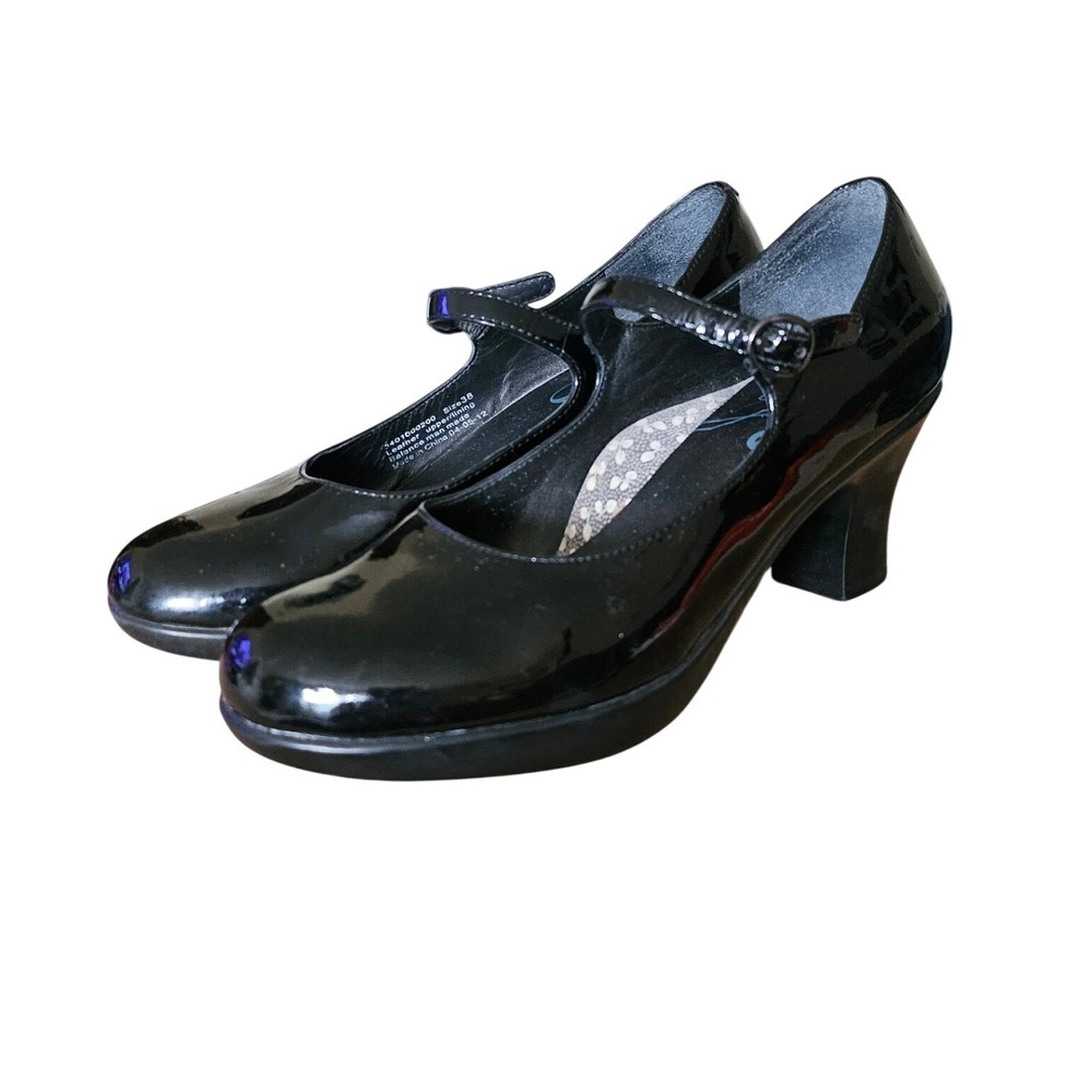 Dansko Bett Black Patent Leather Mary Jane Heels Pumps EU 38 US 7.5 8 Comfort